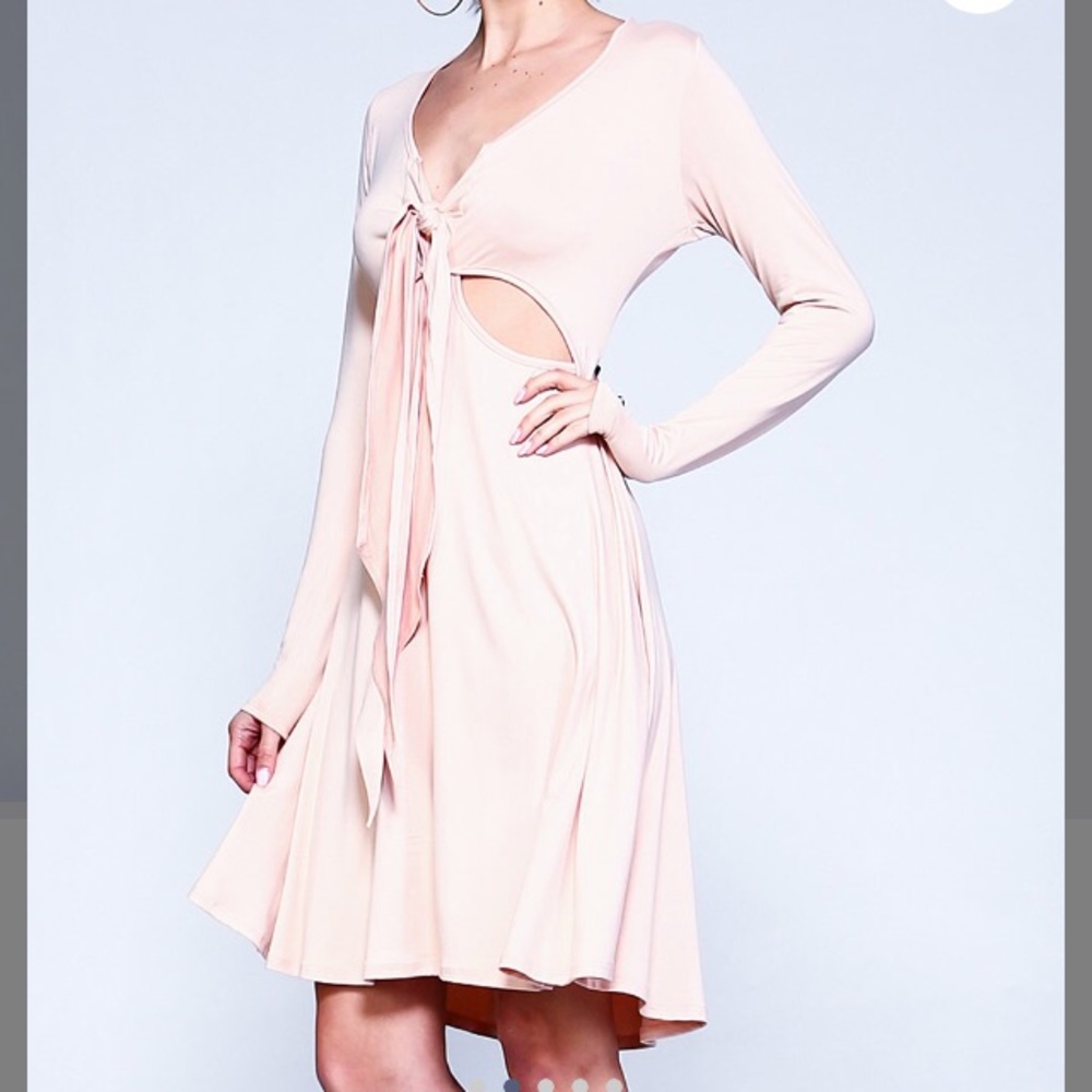 Nude Cutout- Accent A-Line Dress - Picture 2 of 5